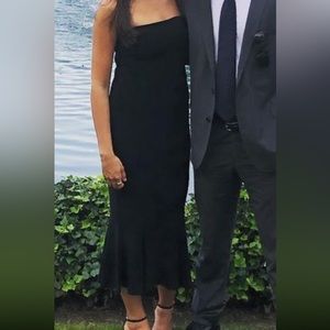 COPY - Norma Kamali black strapless fishtail midi